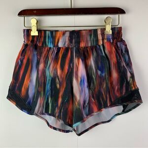 Lululemon Hotty Hot Short II Long 4" Lined Chroma Fusion Multi/black Size 6 Tall